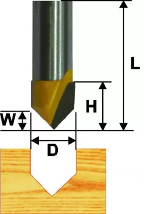 Фреза пазовая галтельная ф6,35 мм V-обр 90 град. хвостовик 8 мм Энкор 46094 купить в Губкинске