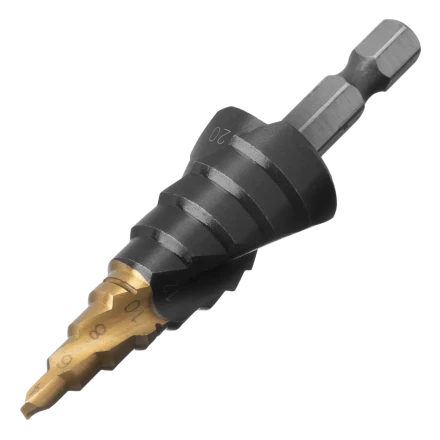 Сверло ступенчатое Denzel 723604, 6-8-10-12-14-16-18-20-22-24-26-28-30мм, Р6М5, 6-гр. хвостовик купить в Губкинске