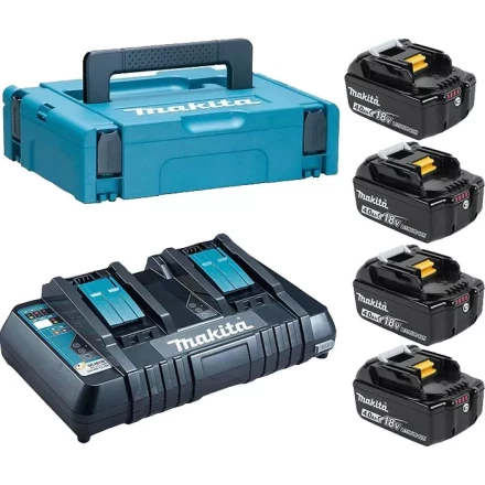 Набор 4 аккумулятора Makita BL 1840B 198489-5, 4 Ач и Зарядное устройство DC 18 RD в MakPac купить в Губкинске