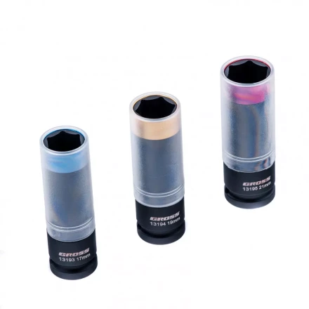 Набор головок ударных шестигранных для колесных дисков 17 19 21 мм 1/2" 3 предмета Gross 13196 купить в Губкинске