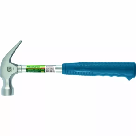 Молоток гвоздодер металлическая трубчатая обрезиненная рукоятка вес 450гр боек 27мм СИБРТЕХ 10436 купить в Губкинске