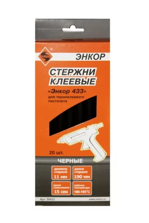Стержень клеевой 11х190мм ЭНКОР 433 20шт черный 50433 купить в Губкинске