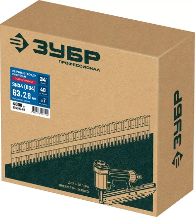ЗУБР SN34 (D34) 63 х 2.8 мм, реечные гвозди рифленые оцинкованные, 4000 шт (305399-63) купить в Губкинске