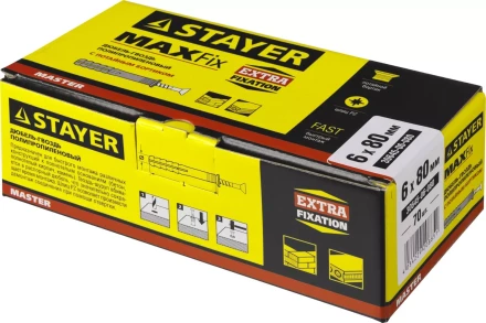 Дюбель-гвоздь полипропиленовый, потайный бортик, 6 x 80 мм, 70 шт, STAYER Master 30645-06-080 30645-06-080 купить в Губкинске