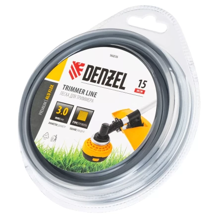 Леска для триммера армированная алюминием квадратная Denzel 3,0мм х 15м, блистер ALUFLEX 96836 купить в Губкинске