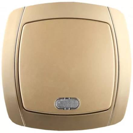 Выключатель СВЕТОЗАР &quot;АКЦЕНТ&quot; одноклавишный в сборе, с подсветкой, цвет золотой металлик, 10А/~250В SV-54231-GM купить в Губкинске