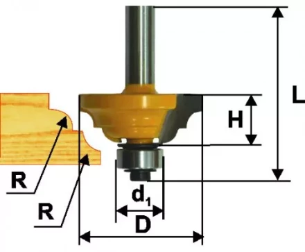 Фреза кром. калевочная ф42,8х19мм R6,35мм хв. 8мм Энкор 46269 купить в Губкинске