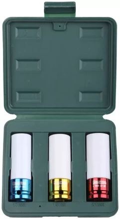 Торцовые головки KRAFTOOL &quot;INDUSTRIE QUALITAT&quot; удар. в наб, тонкостенные, Cr-Mo, фосфатир, FLANK, 1/2&quot;, 17-21мм, 3шт 27943-H3 купить в Губкинске