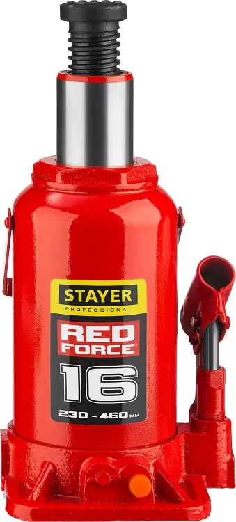 Домкрат гидравлический бутылочный "RED FORCE", 16т, 230-460 мм, STAYER 43160-16 43160-16_z01 купить в Губкинске