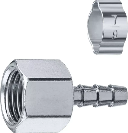 ЗУБР штуцер елочка, 6 мм - 1/4F, переходник с обжимным хомутом, Профессионал (64923-1/4-06) купить в Губкинске