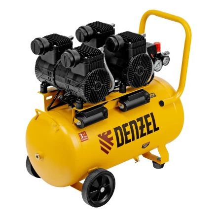 Компрессор безмасл. малошумный DLP -3000/50, 3 кВт, 2х1,5 кВт,50 л, 2850 об/мин,500 л/мин// Denzel 58144 купить в Губкинске