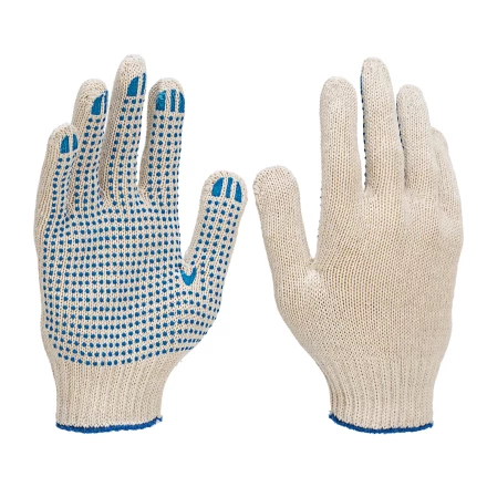 Перчатки трикотажные усиленные, с ПВХ точкой, 7 класс вязки Россия 677725 купить в Губкинске