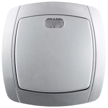 Выключатель СВЕТОЗАР &quot;АКЦЕНТ&quot; одноклавишный в сборе, с подсветкой, цвет серебристый металлик, 10А/~250В SV-54231-SM купить в Губкинске