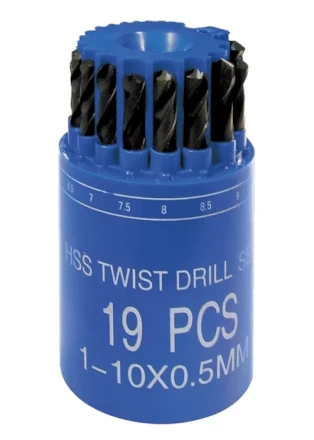 Набор сверл по металлу 1-10 мм (через 0,5 мм) HSS 19 шт в стакане цилиндрический хвостовик SPARTA 723505 купить в Губкинске