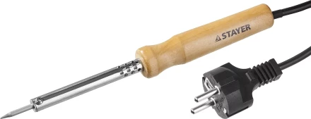 Паяльник MAXTerm с деревянной рукояткой, жало- конус, STAYER 55310-30, 30 Вт 55310-30 купить в Губкинске