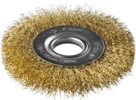 ЗУБР &quot;ПРОФЕССИОНАЛ&quot;. Щетка дисковая для УШМ, витая стальная латунированная проволока 0,3мм, 100х22мм 35187-100_z01 купить в Губкинске