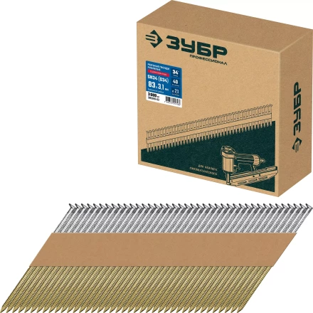 ЗУБР SN34 (D34) 83 х 3.1 мм, реечные гвозди рифленые оцинкованные, 3000 шт (305399-83) купить в Губкинске