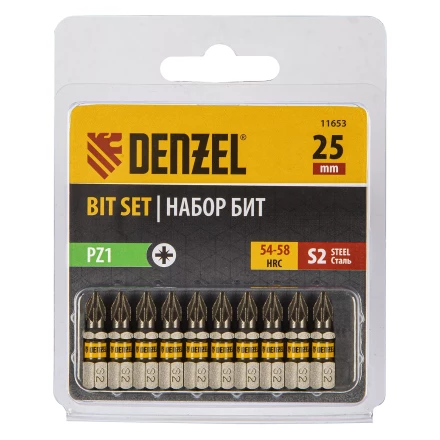 Бита PZ1х25, сталь S2, шестигранный профиль, 10 шт. Е 6,3 Denzel 11653 купить в Губкинске