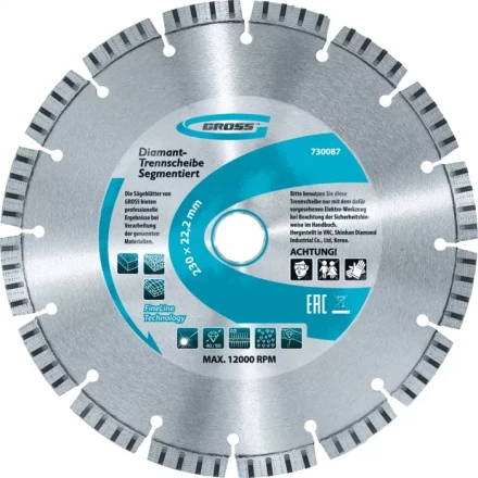 Диск алмазный 115 х 22,2 мм лазерная приварка турбо-сегментов сухое резание GROSS 730027 купить в Губкинске