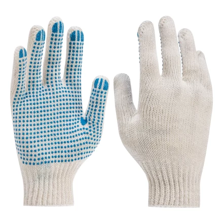 Перчатки трикотажные усиленные, с ПВХ точкой, 7 класс вязки Россия 677745 купить в Губкинске