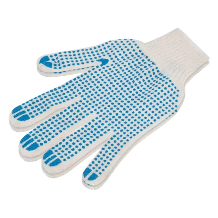 Перчатки трикотажные усиленные, с ПВХ точкой, 7 класс вязки Россия 677745 купить в Губкинске