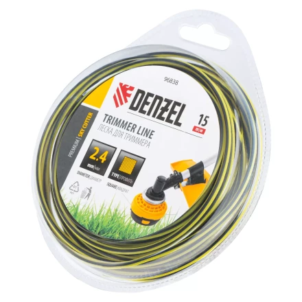 Леска для триммера двухкомпонентная квадратная, 2,4мм х 15м, блистер SkyCutter Denzel 96838 купить в Губкинске