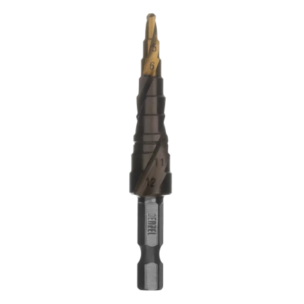 Сверло ступенчатое Denzel 723612,  4-5-6-7-8-9-10-11-12 мм, Р6М5К5, 6-гр. хвостовик купить в Губкинске