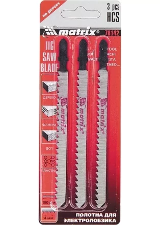 Полотна для электролобзика по дереву 3 шт 50 х 1,2мм HCS EU - хвостовик MATRIX 78140 купить в Губкинске