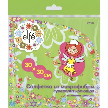 Салфетки из микрофибры с зелеными цветами 300х300 мм Elfe 92307 купить в Губкинске