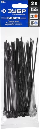 Кабельные стяжки черные КОБРА с плоским замком нейлоновые пакет серия ПРОФЕССИОНАЛ купить в Губкинске