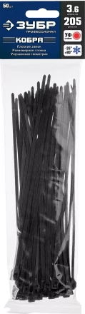 Кабельные стяжки черные КОБРА с плоским замком нейлоновые пакет серия ПРОФЕССИОНАЛ купить в Губкинске