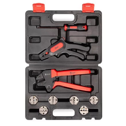 Универсальный набор инструментов КВТ СКМ-1 для опрессовки и снятия изоляции с отверткой для замены матриц (102351) купить в Губкинске