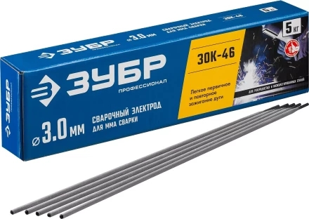 ЗУБР Д 3.0 х 350 мм, 5 кг в коробке, ЗОК-46 рутил-целлюлозный, электрод сварочный, Профессионал (40035-3.0) купить в Губкинске