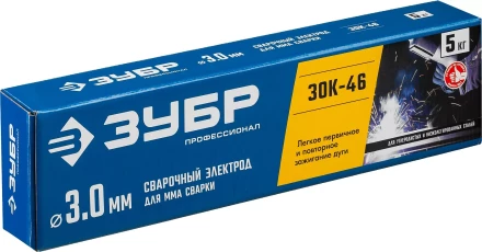 ЗУБР Д 3.0 х 350 мм, 5 кг в коробке, ЗОК-46 рутил-целлюлозный, электрод сварочный, Профессионал (40035-3.0) купить в Губкинске