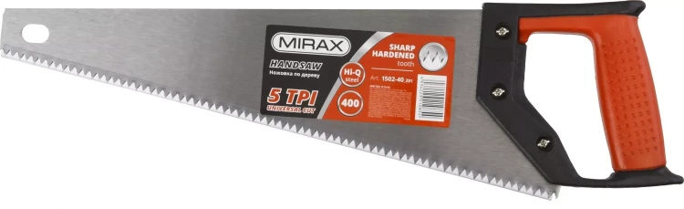 Ножовка по дереву (пила) MIRAX Universal 400 мм, 5 TPI, рез вдоль и поперек волокон, для крупных и средних заготовок 1502-40_z01 купить в Губкинске