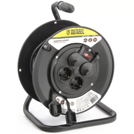 Удлинитель силовой на кабельной катушке 25м 4 розетки с крышкой IP44 16А серия УХз16 DENZEL 95907 купить в Губкинске