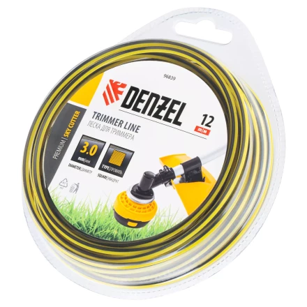 Леска для триммера двухкомпонентная квадратная, 3,0мм х 12м, блистер SkyCutter Denzel 96839 купить в Губкинске