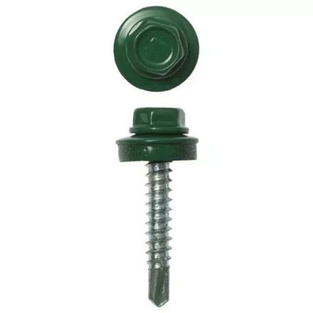 Саморезы ЗУБР &quot;ПРОФЕССИОНАЛ&quot; окраш., RAL 6002 зелен. лист, для крепл. кров. матер. к дерев. обреш., 4.8х29мм, 2500шт 4-300310-48-029-6002 купить в Губкинске