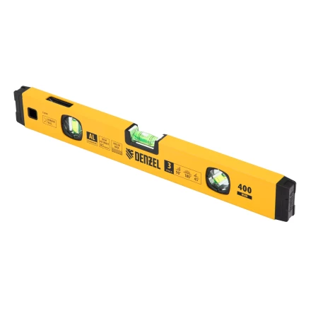 Уровень алюминиевый Denzel 33690, магнит., фрезерованный, 3 глазка (1 зеркал.), 0,5 мм/м, 400 мм купить в Губкинске