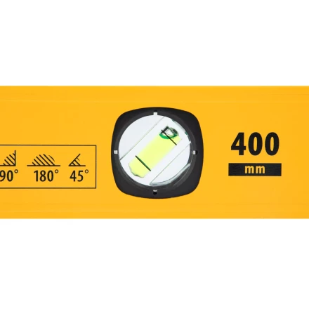 Уровень алюминиевый Denzel 33690, магнит., фрезерованный, 3 глазка (1 зеркал.), 0,5 мм/м, 400 мм купить в Губкинске