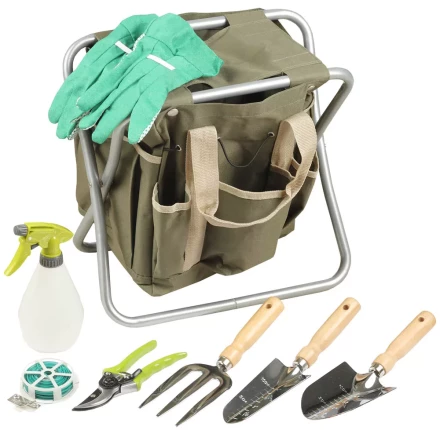 Скамейка GRINDA садовая складная, двухсторонняя, с сумкой и набором инструментов, 7предметов 8-422353-H8_z01 купить в Губкинске