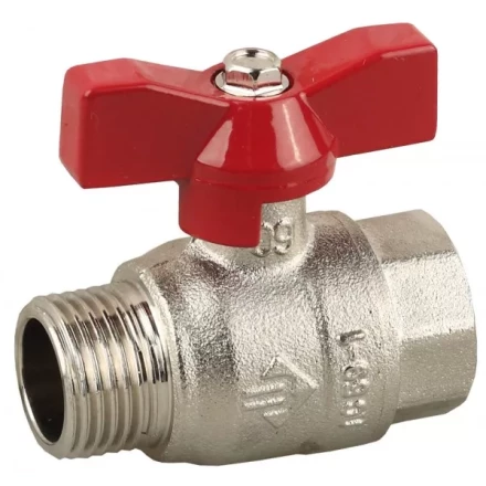 Кран ЗУБР шаровой 1/2&quot; полнопроходной &quot;мама-папа&quot;, бабочка, никелированная латунь 51354-N-1/2 купить в Губкинске