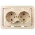 Розетка СВЕТОЗАР &quot;ГАММА&quot; двойная, с заземлением, цвет бежевый, 16А/~250В SV-54107-B купить в Губкинске