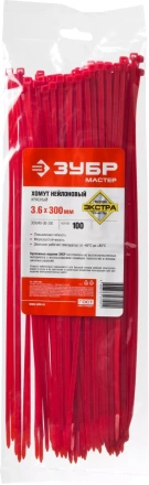 Кабельные стяжки красные КС-К1 нейлоновые промфасовка серия ПРОФЕССИОНАЛ купить в Губкинске