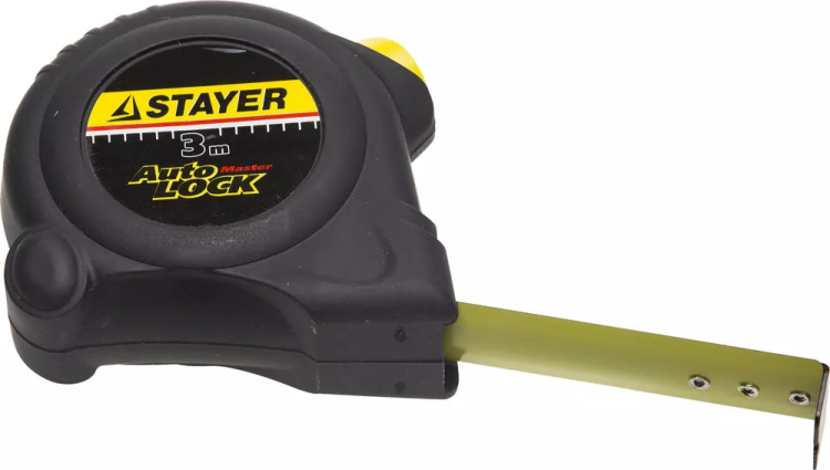 Рулетка STAYER "MASTER" "AUTOLOCK", корпус с резиновым напылением, автостоп, 3мх16мм 2-34126-03-16_z01 купить в Губкинске