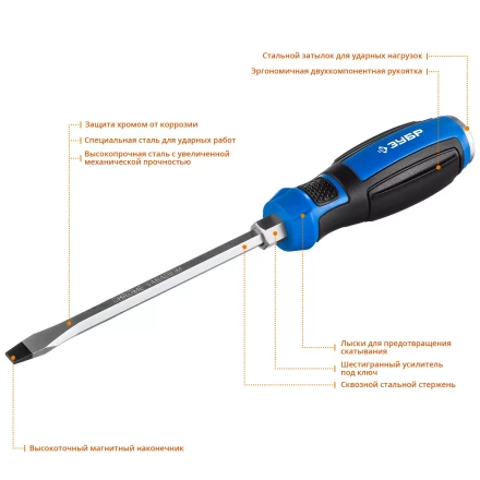 ЗУБР Ударник, SL8 х 150 мм, ударная отвертка, Профессионал (25271-8) купить в Губкинске