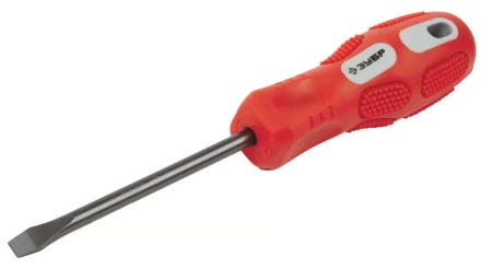 Отвертка ЗУБР &quot;ПРОФИ&quot; хромованадиевая сталь, двухкомпонентная рукоятка, магнит наконечник, SL6,0x100мм 25231-6.0-100_z01 купить в Губкинске