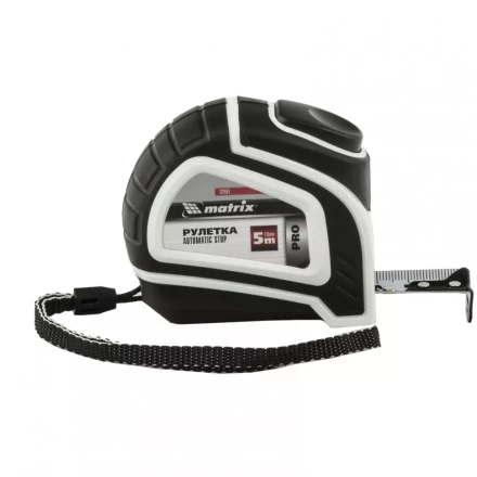 Рулетка Autostop 5 м х 19 мм двухкомпонентный корпус автоматическая фиксация MATRIX 32551 купить в Губкинске