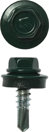 Саморезы ЗУБР "ПРОФЕССИОНАЛ" окраш., RAL 6005 зелен. насыщен., для крепл. кров. матер. к металл. констр., 5.5x19мм, 500шт 4-300315-55-019-6005 купить в Губкинске