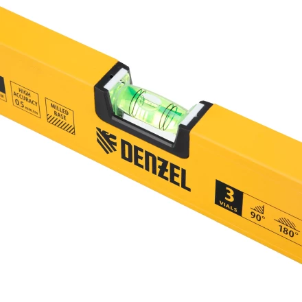 Уровень алюминиевый Denzel 33691, магнит, фрезерованный, 3 глазка (1 зеркал.), 0,5 мм/м, 600 мм купить в Губкинске